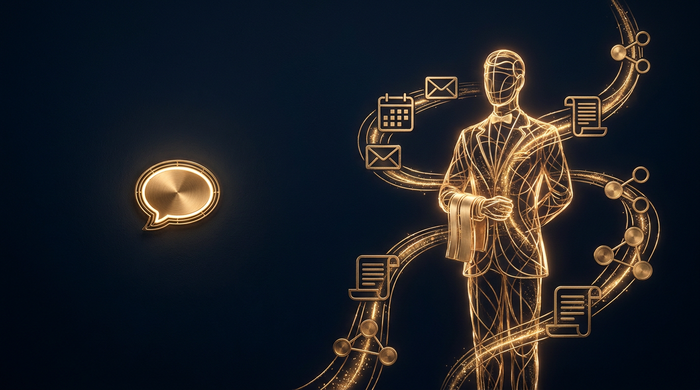 Visuele vergelijking tussen een eenvoudige chatbot en een autonome AI-agent die zelfstandig meerdere taken uitvoert